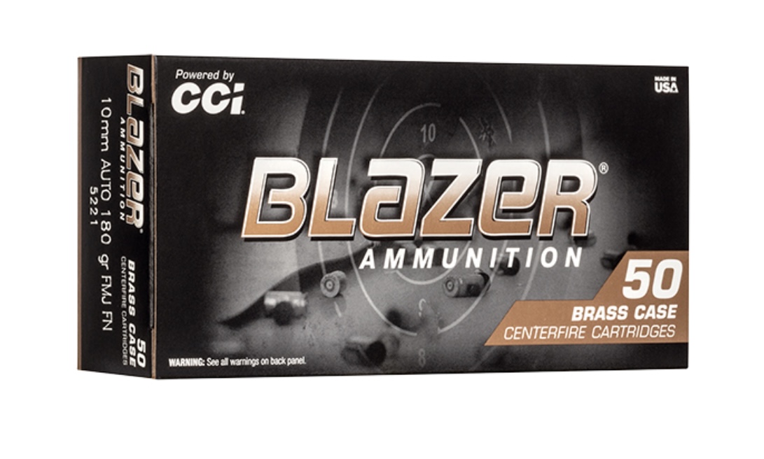 10MM Auto 180 Grain CCI Blazer FMJ Ammunition:Five 50 Count Boxes, 250 Total Rounds