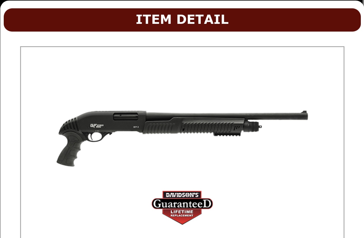 GForce Arms 12 Gauge Tactical Pistol Grip 4+1 Pump Shotgun with