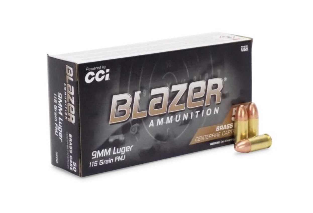 9mm Luger 115 Grain CCI RN FMJ Ammunition - Ten 50 Count Boxes, 500 Rounds