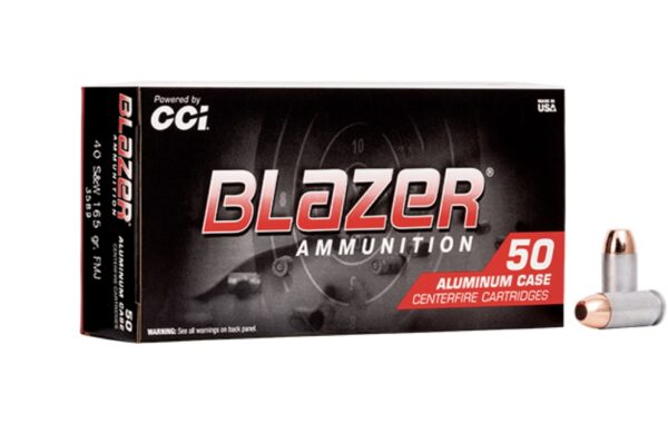 40 S&W 165 Grain CCI Blazer FMJ Ammunition: Five 50 Count Boxes, 250 Total Rounds