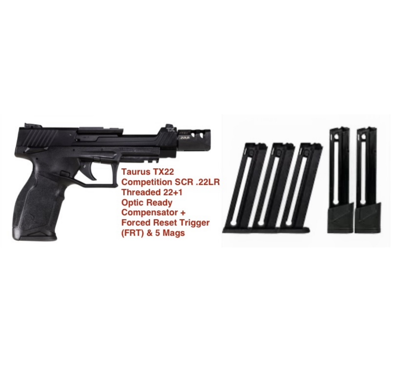Taurus TX-22 TX22 Competition SCR 22LR Threaded +Compensator 22+1 Optic Ready + FRT +5 Mags